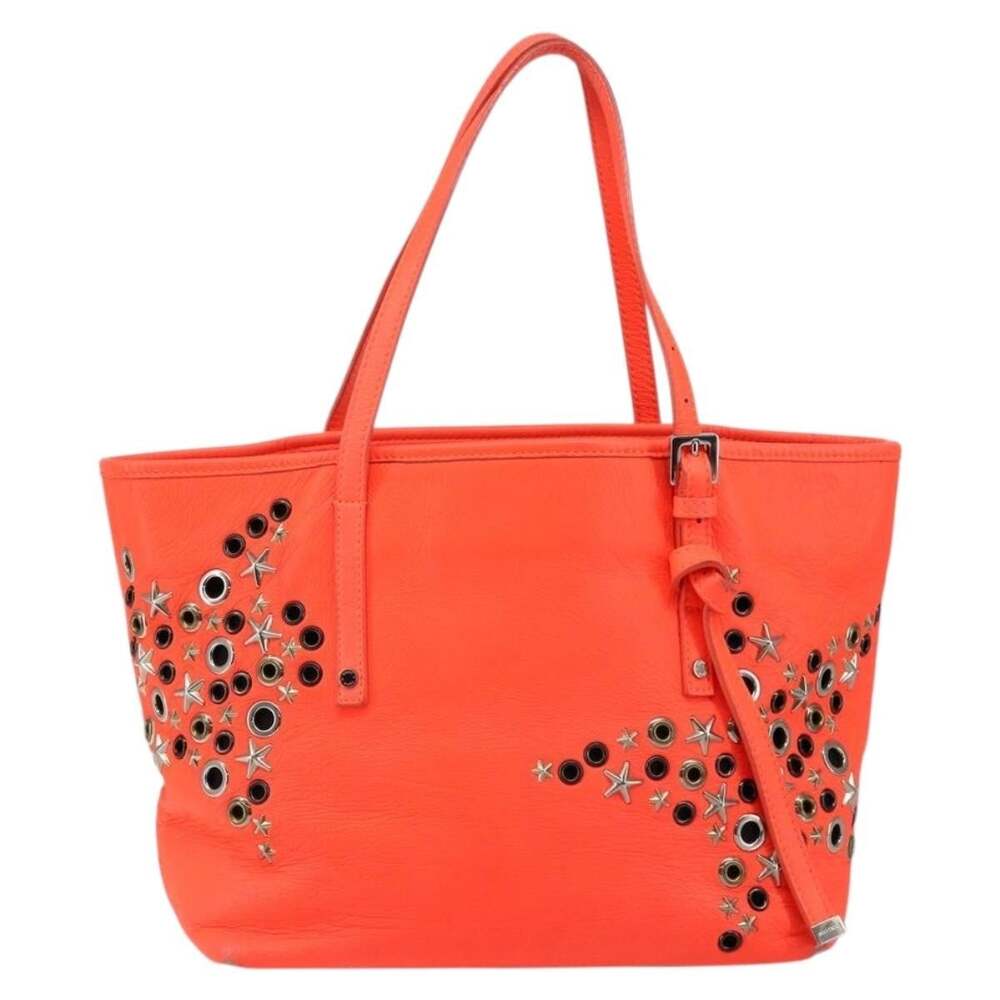 Jimmy Choo Leather Studs Tote Bag Orange